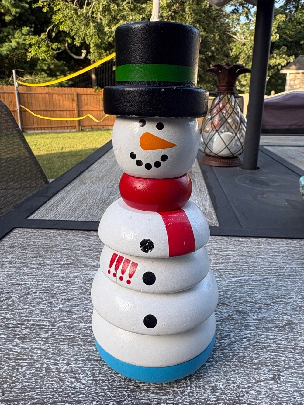Wooden White Snowman stackable Figurine